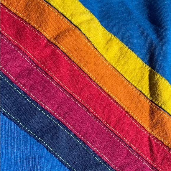 Aviator Nation Blue Hoodie with Rainbow Stripes - Picture 3 of 11
